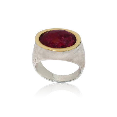 Sterling Silver, 9K Gold, Ruby Ring